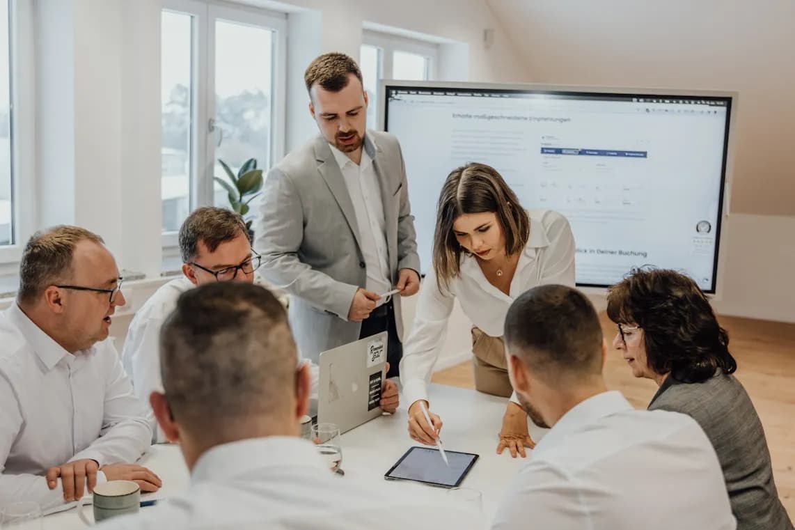 Team strategy session around a conference table