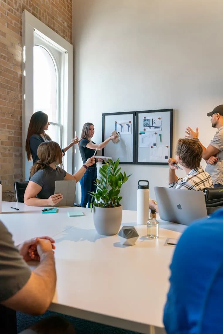 Team members collaborating during a planning workshop
