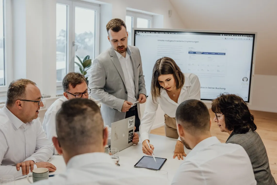 Team strategy session around a conference table